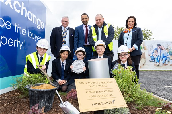 Back to the future for King Alfred students as they bury time capsule on old school grounds